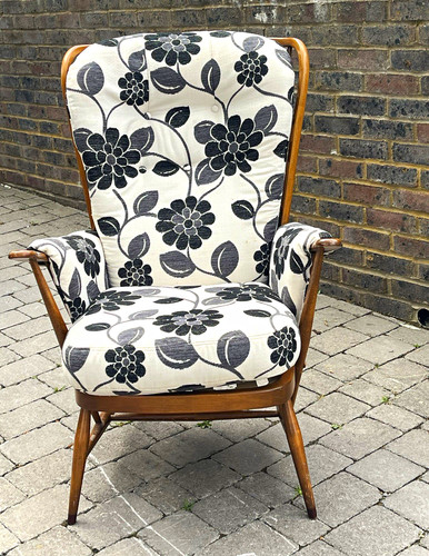 Mid century upholstered wooden - mid-century,