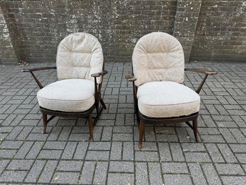 Pair vintage ercol fireside - of,